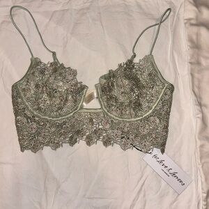 NWT Love and Lemons Bralette Green with Rhinestones